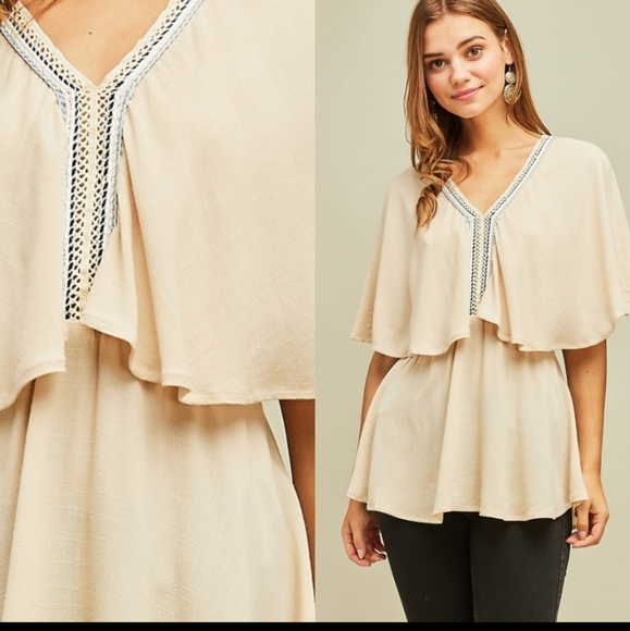 CAPE RUFFLE BLOUSE - Picture 3 of 4
